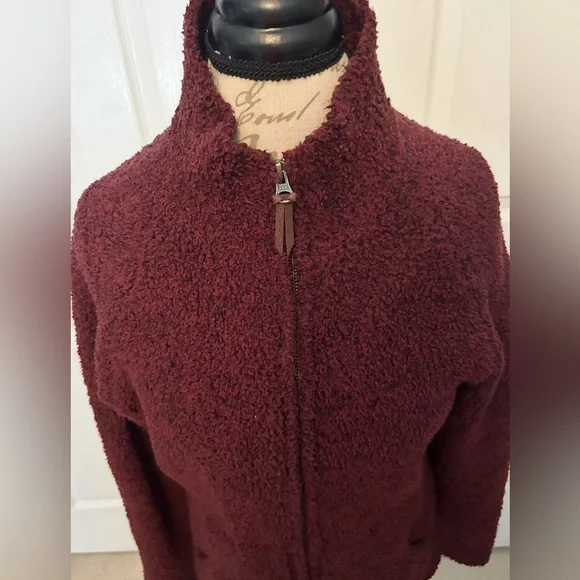 Burgundy Sherpa Zip-Up Jacket - Picture 2 of 7